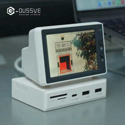 G-OUSSVE｜ Mini computer secondary screen desktop expansion dock chassis, AIDA64 monitoring small screen displaying the host temperature