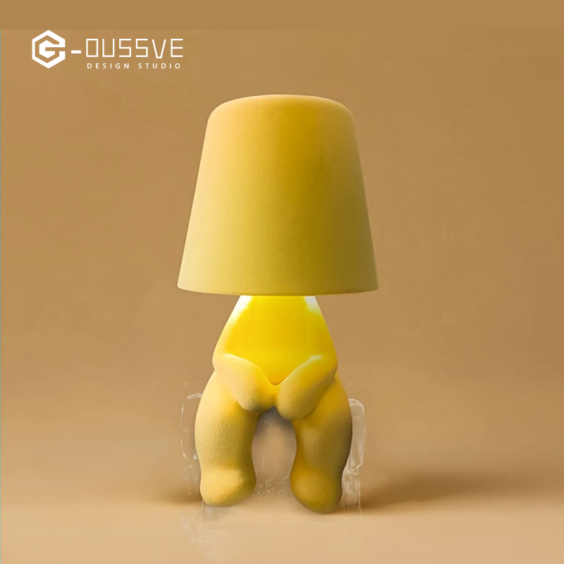 G-OUSSVE｜Cute Doll Design Table Lamp, 1 Count USB Rechargeable 3-level Dimmable Night Light, Decorative Light for Bedroom, Living Room, Office