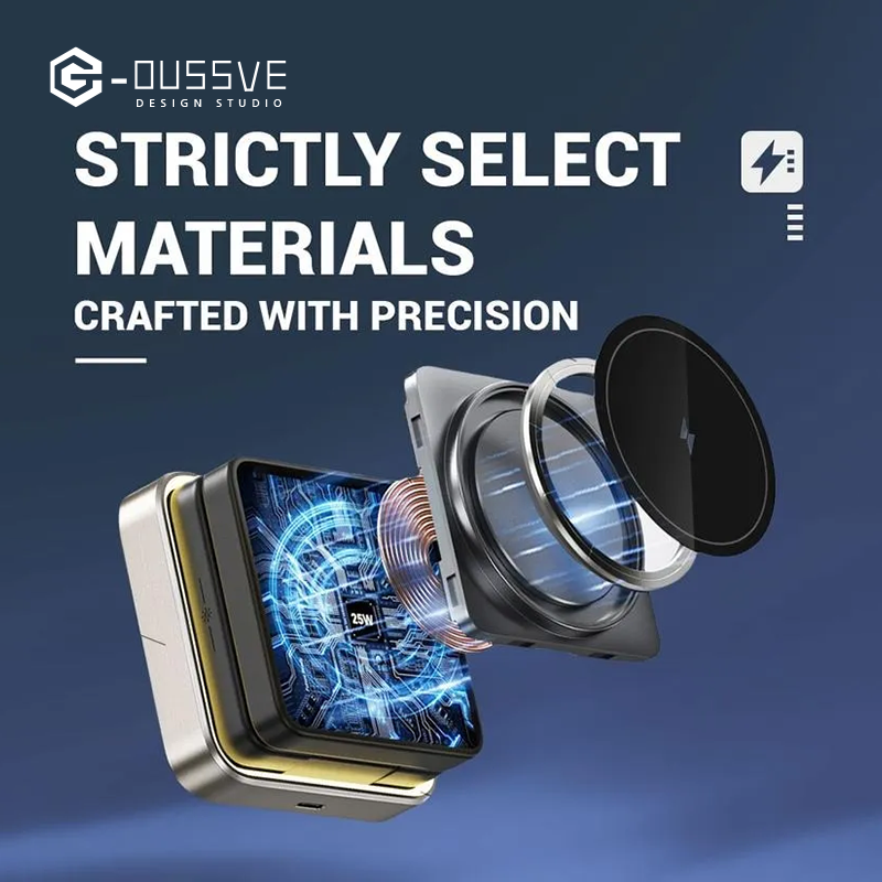 G-OUSSVE | 3 in 1 Magnetic Phone Charger Stand, 3 in 1 Foldable Fast Charging Micro Station, Travel Charger Set for Multiple Devices for iPhone 16 15 14 13 12 Series Foldable Universal smartphone charge wireless