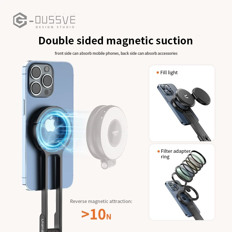 G-OUSSVE | Magsafe Phone Holder Tripod Dual-sided Magnetic Phone Stand for lphone Phone Outdoor Travel Vlog LiveStreaming