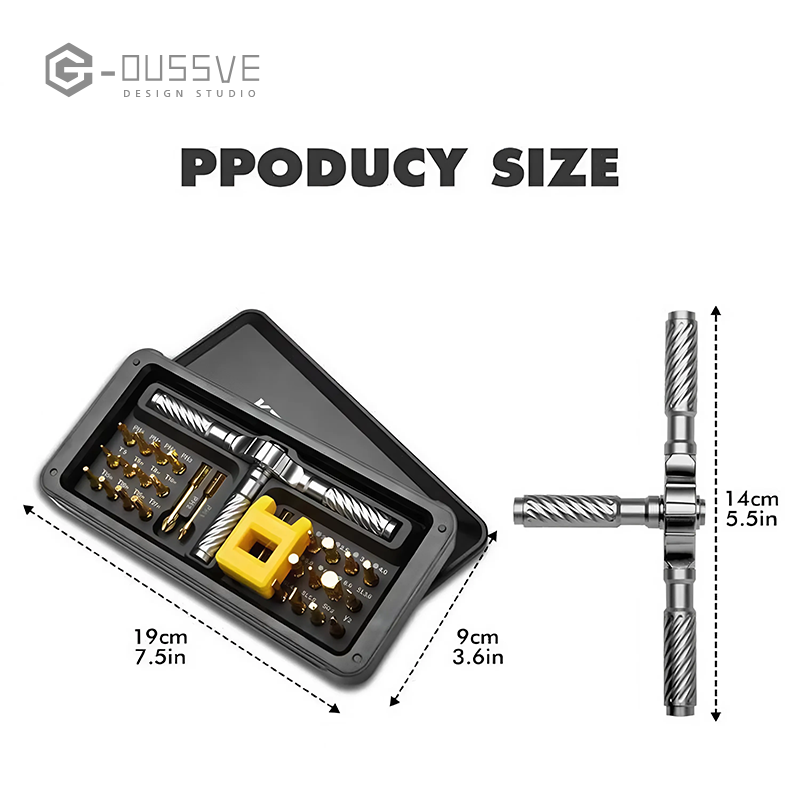 G-OUSSVE | Magnetic Screwdriver Set, Multifunctional Screwdriver Set with Detachable T-shaped Ratchet Handle, Household Maintenance Tool Kit
