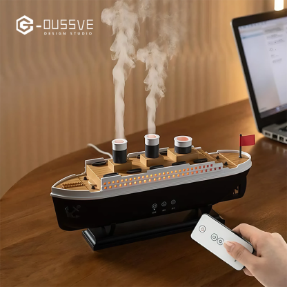 G-OUSSVE | Ship Design Air Humidifier,Remote Control Timing Adjustable Double Mode Air Diffuser,Home Decor with Remote Control