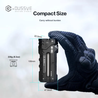 G-OUSSVE |  SK05 EDC Flat Flashlight with Power Bank, Super Bright LED Flashlight, Side Light, Spotlight, Floodlight for Hiking Outdoor