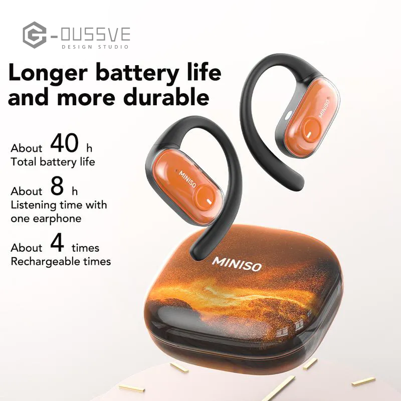 G-OUSSVE|MINISO MS185 OWS Open Ear Wireless Bluetooth Earbuds Quicksand Luminous Headphones HIFI Sound Quality Sports Headphones IPX5 Waterproof With microphone