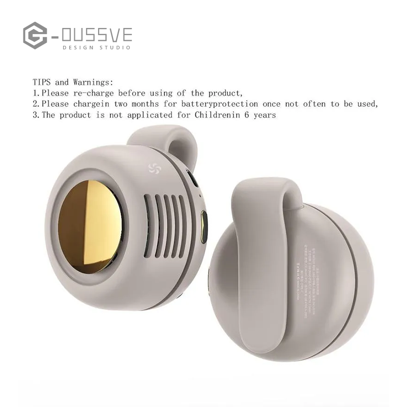 G-OUSSVE｜Portable Silent Mini Bladeless Electric Fan, Adjustable 3-Speed Suspended Collar & Waist Fans, Rechargeable Rotating Body Fan, Suitable For Outdoor & Travel & Office