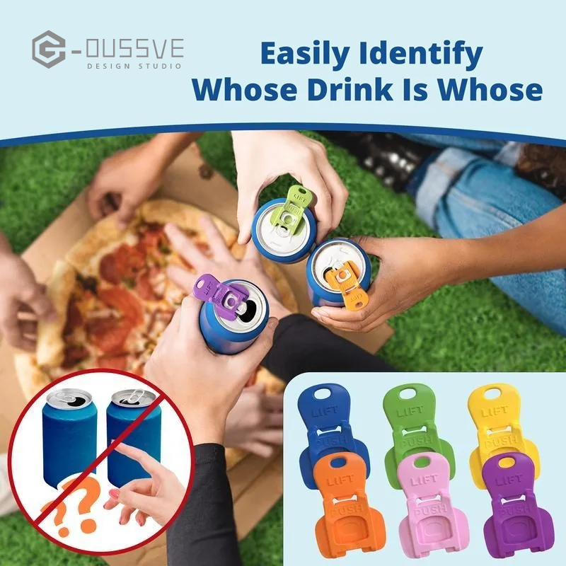 G-OUSSVE｜Colorful Can Opener Set Grub Beverage Barricade - Drink Protector, Shields Soda/Beer from Bugs & Dust, Ideal for Parties, BBQ, Beach Kitchen Utensils (Color Random)