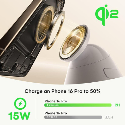 G-OUSSVE 4-in-1 Wireless Charging Station for Apple, 15W Qi2 Mag-safe Charger with Dimmable Light & 360° Rotating Phone Stand, Fast Charger for iPhone 16–12, AirPods, Apple Watch & Samsung Watch