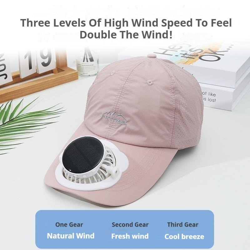 G-OUSSVE Summer Breathable Solar-Charging Fan Hat for Adults - Sun Protection Outdoor Baseball Cap with 1000mAh Battery, 8-16Hrs Runtime & Digital Display