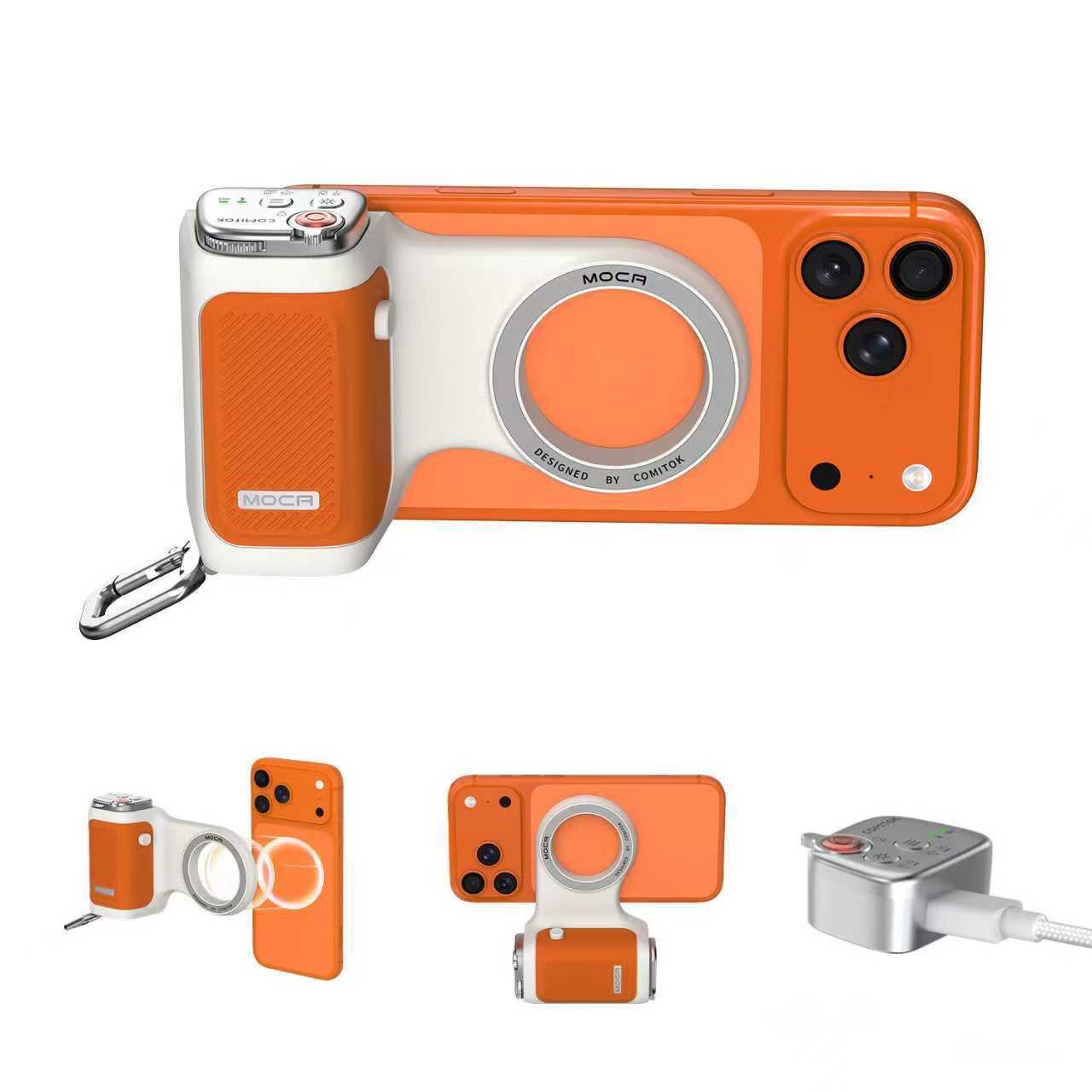 G-OUSSVE | Handheld Grip Phone Stand Camera Assistant with LED Fill Light 2-in-1, Compatible with iOS 26/iOS 18, Ergonomic Grip, One-Tap Camera, Rechargeable Remote, Ideal for Thanksgiving & Christmas Gift for Photography Enthusiasts