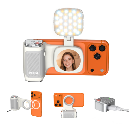 G-OUSSVE | Handheld Grip Phone Stand Camera Assistant with LED Fill Light 2-in-1, Compatible with iOS 26/iOS 18, Ergonomic Grip, One-Tap Camera, Rechargeable Remote, Ideal for Thanksgiving & Christmas Gift for Photography Enthusiasts