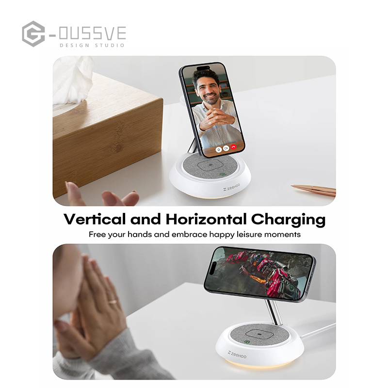 G-OUSSVE｜3 in 1 Wireless Charging Station, Wireless Charger Stand with Night Light, Fast Charging for iPhone 15 Pro 14 13 12 Max/Mini/Plus, for Apple Watch & AirPods &Earbuds,Portable Wireless Charger for Apple Series,Cellphone & Smartphpne Charger