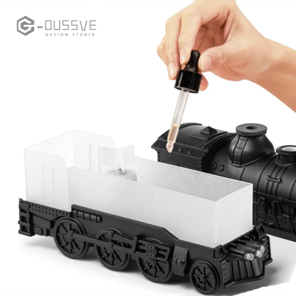 G-OUSSVE｜300ML Mini Retro Train Aroma Diffuser with Remote Control  & 2 Spray & Night Light Modes, Portable Aromatherapy Diffuser for Bedroom, Living Room,Office, Home Decor