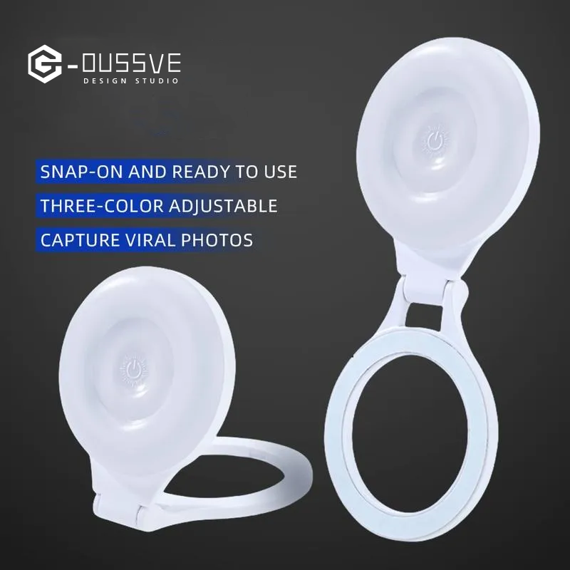 G-OUSSVE | Magnetic Selfie Ring Light, Rechargeable LED Fill Light for iPhone&Camera, Smartphone Camera Handle, Video Photo Shooting Acccessory Compatible with Magsafe Phone Light Clip