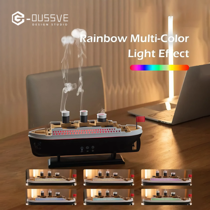 G-OUSSVE | Ship Design Air Humidifier,Remote Control Timing Adjustable Double Mode Air Diffuser,Home Decor with Remote Control