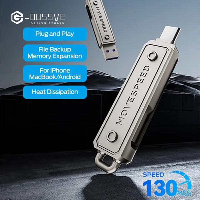 G-OUSSVE |  USB Flash Drive,Wild Series,1000MB/s USB 3.2 Gen2 + Type-C Dual Interface, Push-Pull Design with Lanyard,Compatible with iPhone, MacBook, Android