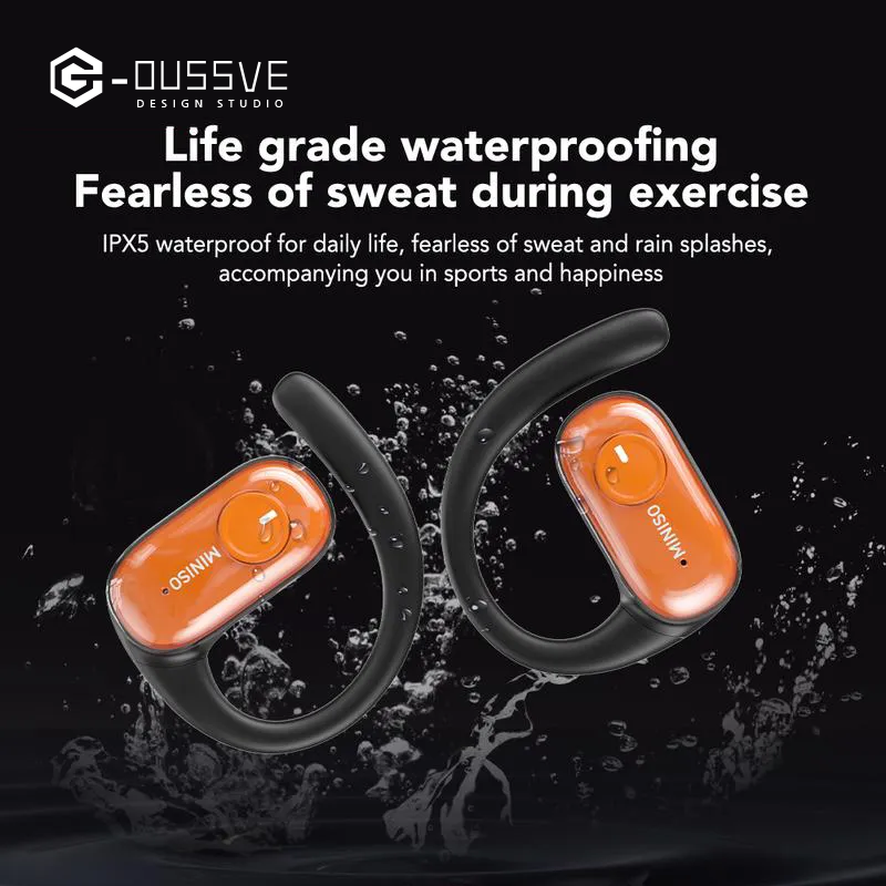 G-OUSSVE|MINISO MS185 OWS Open Ear Wireless Bluetooth Earbuds Quicksand Luminous Headphones HIFI Sound Quality Sports Headphones IPX5 Waterproof With microphone