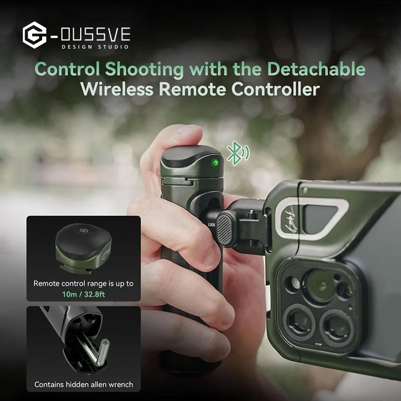 G-OUSSVE｜Brandon Li Mobile Video Kit for iPhone15 Pro Max Co-Design Edition with Wireless Quick Release Dual Handles VND Phone Filter and Filter Adapter for Video Content Creator-  4407,Phone Cage for iPhone 15 Pro
