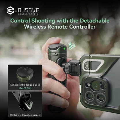 G-OUSSVE｜Brandon Li Mobile Video Kit for iPhone15 Pro Max Co-Design Edition with Wireless Quick Release Dual Handles VND Phone Filter and Filter Adapter for Video Content Creator-  4407,Phone Cage for iPhone 15 Pro