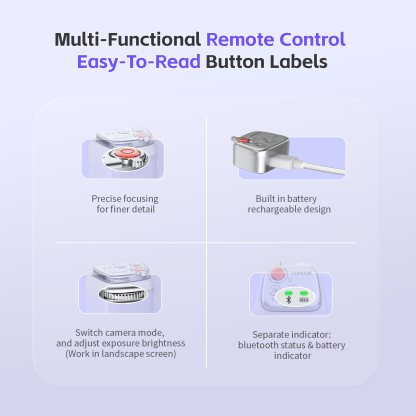 G-OUSSVE | Handheld Grip Phone Stand Camera Assistant with LED Fill Light 2-in-1, Compatible with iOS 26/iOS 18, Ergonomic Grip, One-Tap Camera, Rechargeable Remote, Ideal for Thanksgiving & Christmas Gift for Photography Enthusiasts