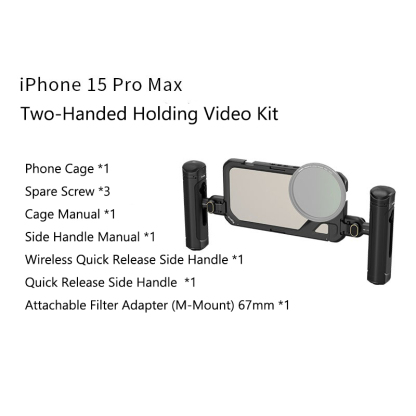 G-OUSSVE｜Brandon Li Mobile Video Kit for iPhone15 Pro Max Co-Design Edition with Wireless Quick Release Dual Handles VND Phone Filter and Filter Adapter for Video Content Creator-  4407,Phone Cage for iPhone 15 Pro
