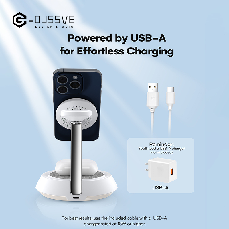 G-OUSSVE｜3 in 1 Wireless Charging Station, Wireless Charger Stand with Night Light, Fast Charging for iPhone 15 Pro 14 13 12 Max/Mini/Plus, for Apple Watch & AirPods &Earbuds,Portable Wireless Charger for Apple Series,Cellphone & Smartphpne Charger