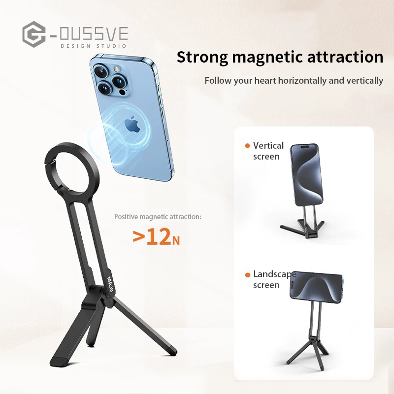 G-OUSSVE | Magsafe Phone Holder Tripod Dual-sided Magnetic Phone Stand for lphone Phone Outdoor Travel Vlog LiveStreaming