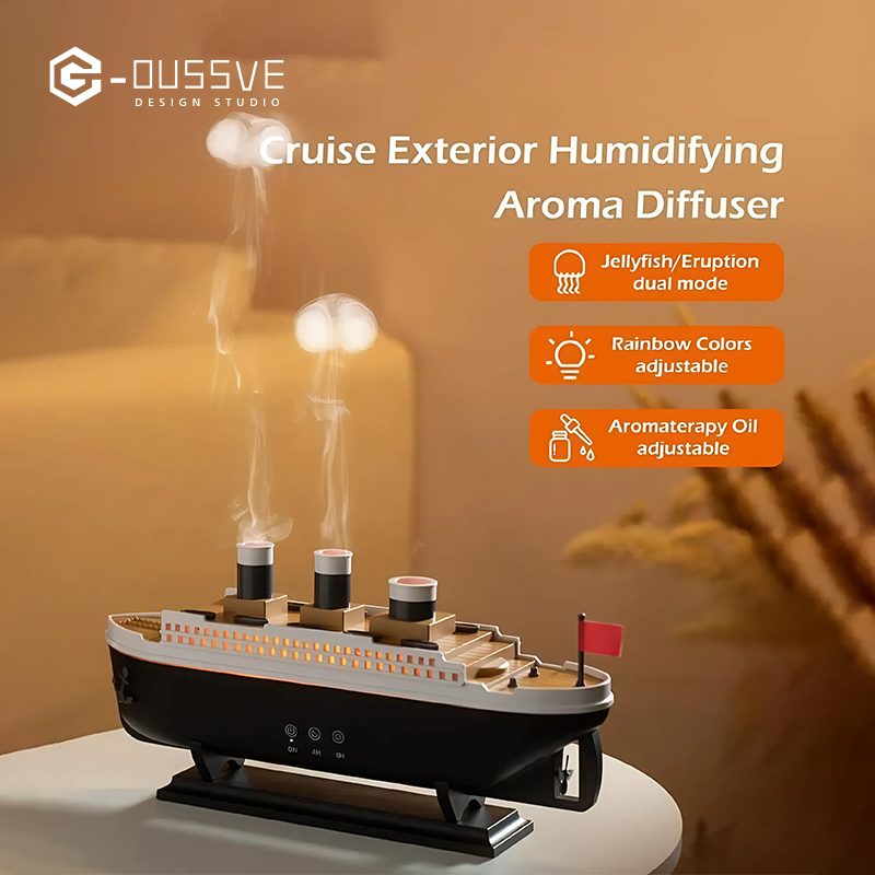 G-OUSSVE | Ship Design Air Humidifier,Remote Control Timing Adjustable Double Mode Air Diffuser,Home Decor with Remote Control