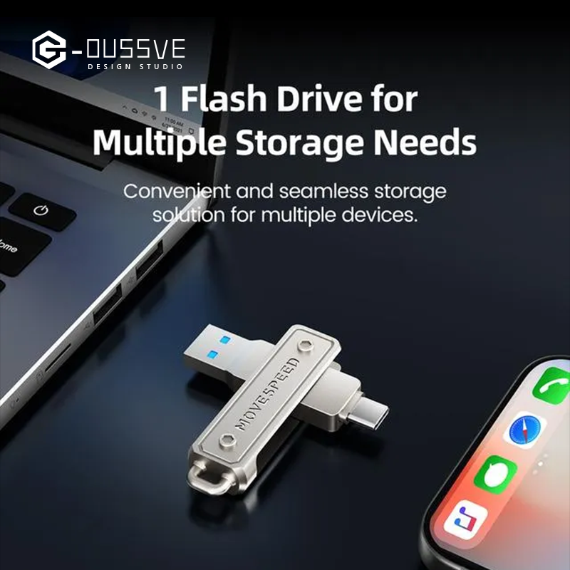 G-OUSSVE |  USB Flash Drive,Wild Series,1000MB/s USB 3.2 Gen2 + Type-C Dual Interface, Push-Pull Design with Lanyard,Compatible with iPhone, MacBook, Android
