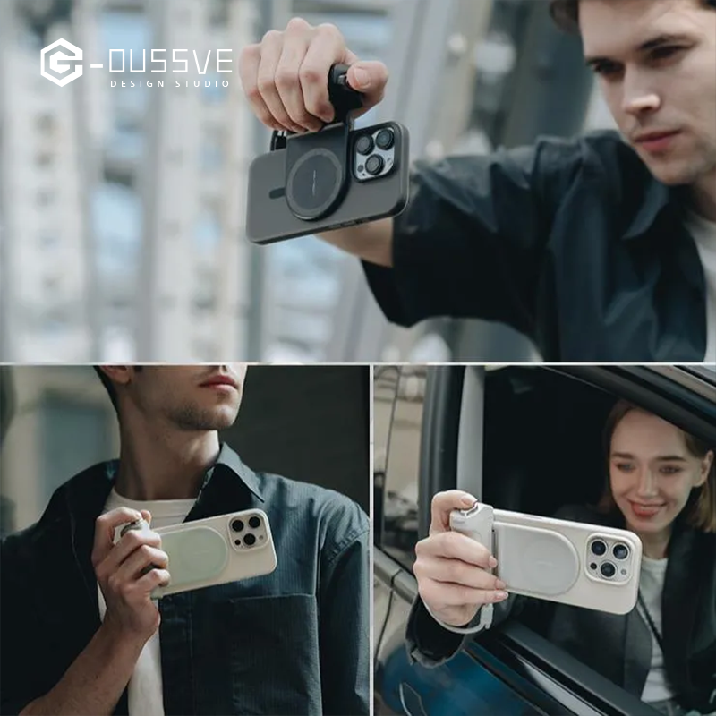 G-OUSSVE|MagCam Phone Grip Kit, 3-in-1 Mobile Phone Grip with MagSafe Wireless Charging/Detachable Bluetooth Remote, Built in Powerbank, Phone Stand