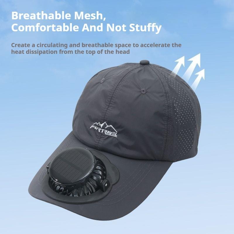G-OUSSVE Summer Breathable Solar-Charging Fan Hat for Adults - Sun Protection Outdoor Baseball Cap with 1000mAh Battery, 8-16Hrs Runtime & Digital Display