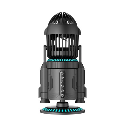 G-OUSSVE Rocket Desktop Fan Multifunctional Creative RGB Colorful Silent Fan Dual Drive Spray System Ornament Fan