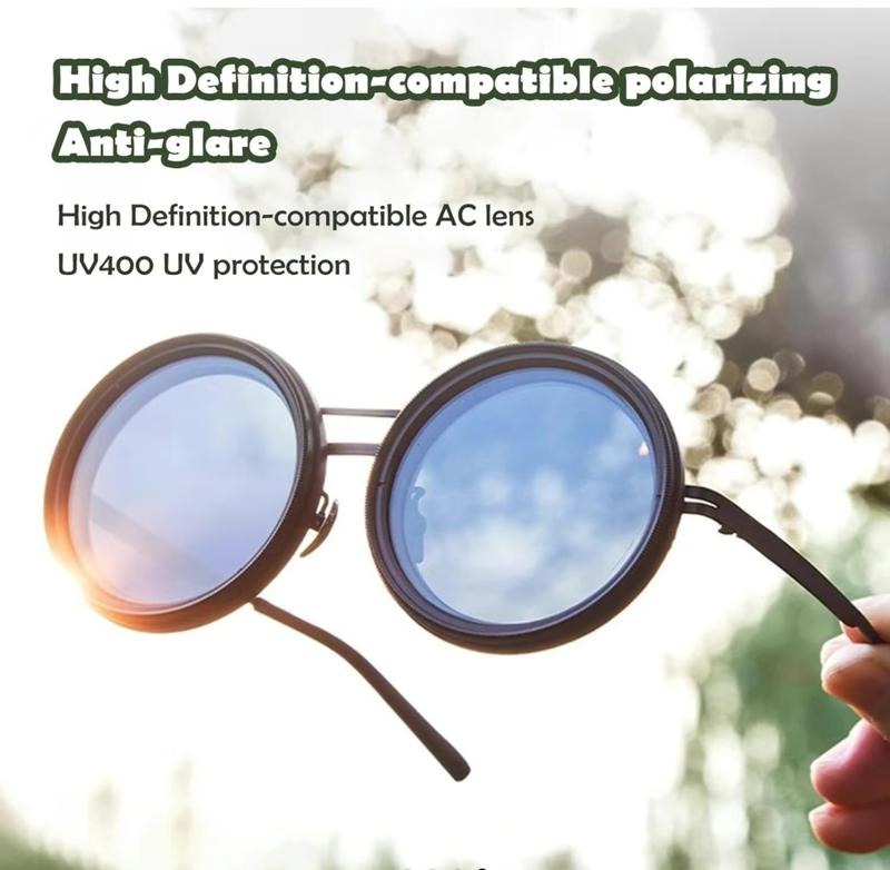 G-OUSSVE｜ND Filter Adjustable Polarized Lens – 9-Step Light Control, UV Protection, Titanium Frame, Classic Vintage Design