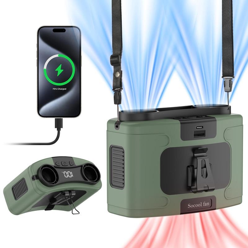 G-OUSSVE｜Rechargeable Waist Fan, 1 Count Strong Airflow Mini Wearable 
