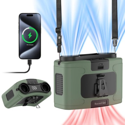 G-OUSSVE｜Rechargeable Waist Fan, 1 Count Strong Airflow Mini Wearable Belt Fan, 10 Speed Portable Neck Fan for Outdoor, Camping