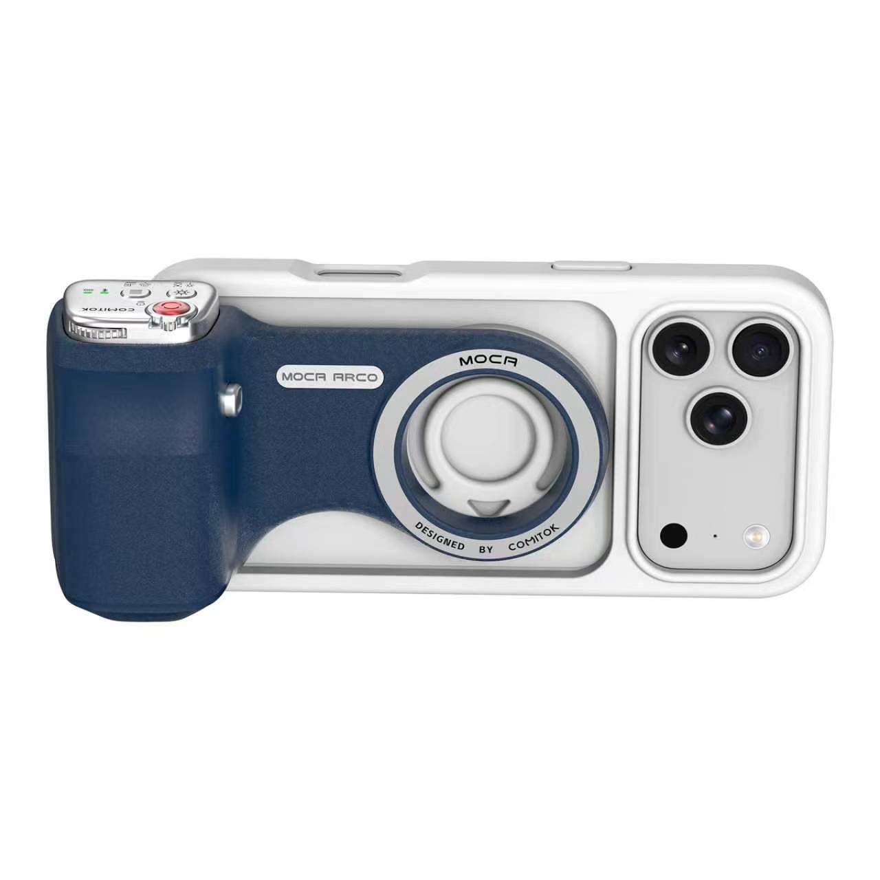G-OUSSVE | Magnetic Handheld Grip Phone Stand Camera Assistant with LED Fill Light, Magnetic Ring and Phone Case, Compatible with iOS 26/iOS 18/iOS 17, Ergonomic Grip, One-Tap Camera, Rechargeable Remote, Ideal for Photography Enthusiasts