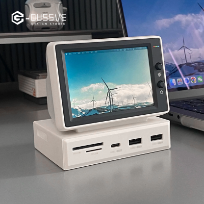 G-OUSSVE｜ Mini computer secondary screen desktop expansion dock chassis, AIDA64 monitoring small screen displaying the host temperature