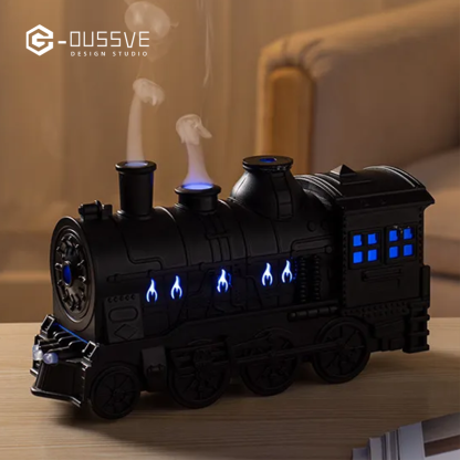 G-OUSSVE｜300ML Mini Retro Train Aroma Diffuser with Remote Control  & 2 Spray & Night Light Modes, Portable Aromatherapy Diffuser for Bedroom, Living Room,Office, Home Decor