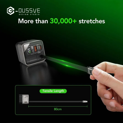 G-OUSSVE｜65W Charger Block with Retractable Type C Cable and Dual Port Travel Charger Fast  Charging for MacBook,iPhone 15/16,Galaxy Smartphone Portable