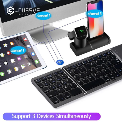 G-OUSSVE｜Ultra-thin Wireless Mini Bluetooth-compatible Keyboard, Foldable & Simple Design Tablet Keyboard for Household & Office
