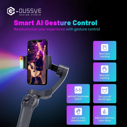 G-OUSSVE | 3-Axis AI  Mobile Phone Gimbal,estabilizado selfie profesional,gimbal stabilizer for smartphone, Face Tracking,phone stabilizer for video recording, for iPhone, Andriod, Vlogging for Youtube, TikTok, Twitter, Skype and Video Shooting Stabilizer