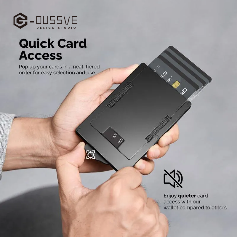 G-OUSSVE | Wallet For Men With Slim Aluminum pop-up Credit Card Holder, Men's RFID Blocking Wallet, Gifts for Men