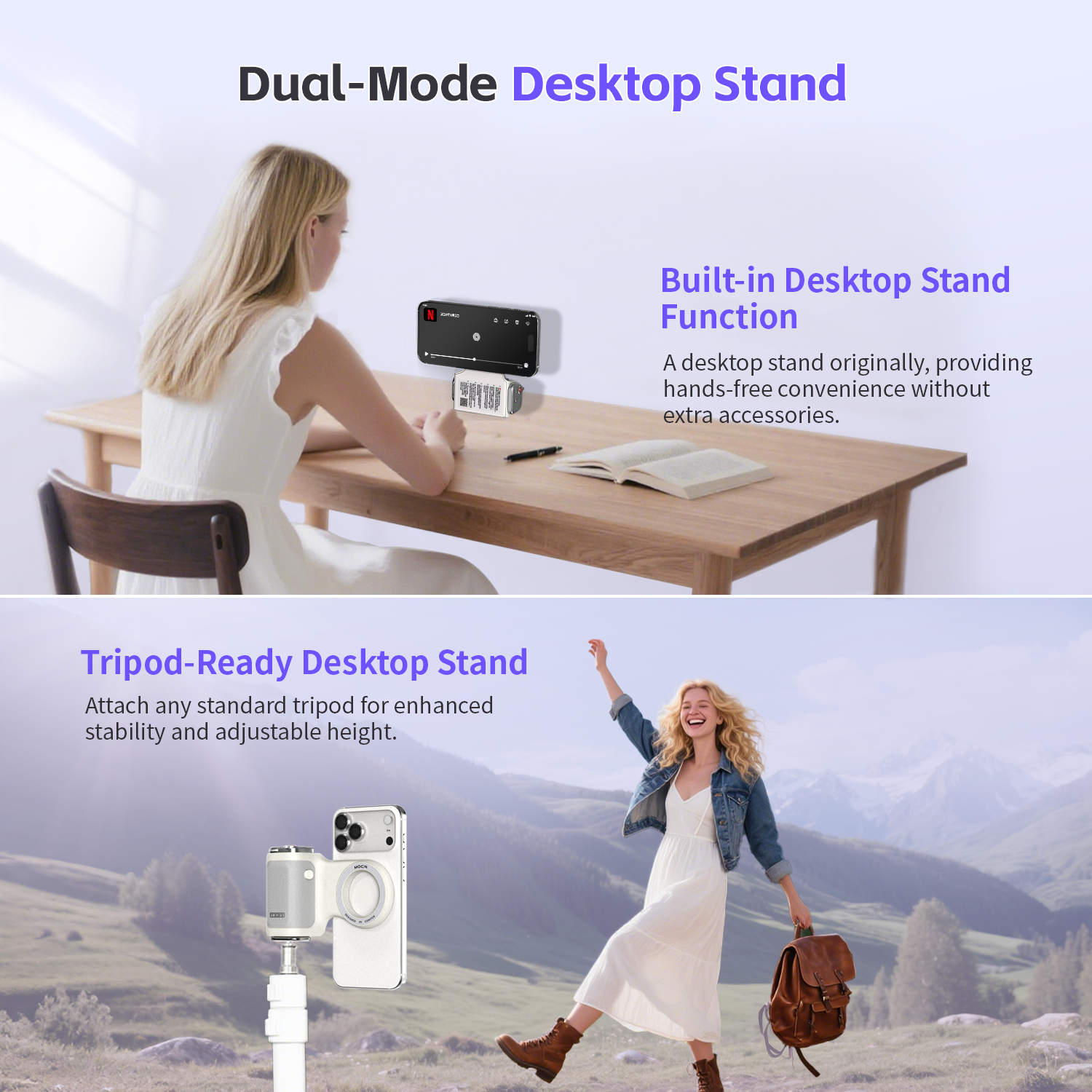 G-OUSSVE | Handheld Grip Phone Stand Camera Assistant with LED Fill Light 2-in-1, Compatible with iOS 26/iOS 18, Ergonomic Grip, One-Tap Camera, Rechargeable Remote, Ideal for Thanksgiving & Christmas Gift for Photography Enthusiasts