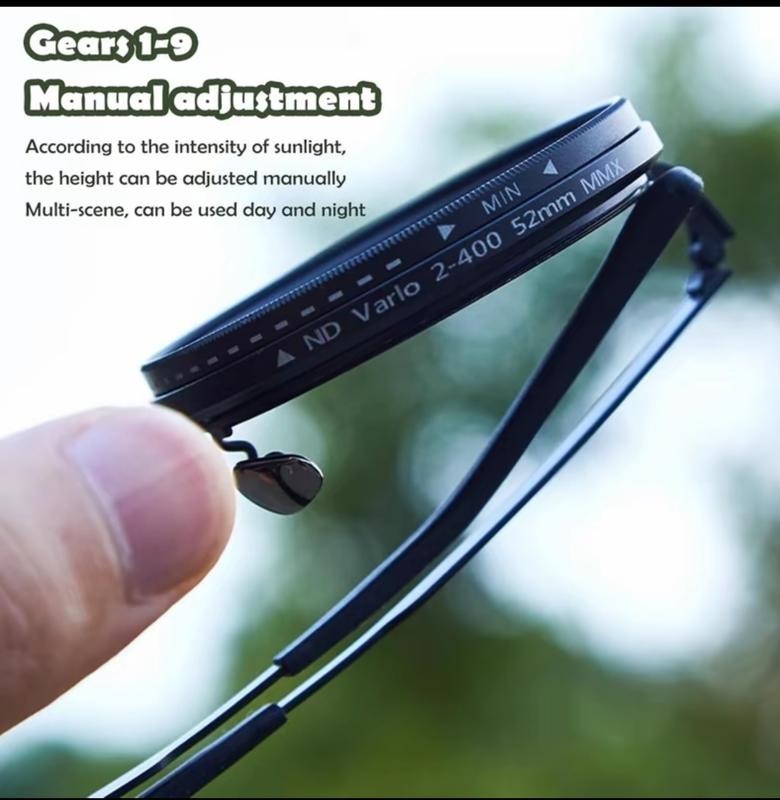 G-OUSSVE｜ND Filter Adjustable Polarized Lens – 9-Step Light Control, UV Protection, Titanium Frame, Classic Vintage Design