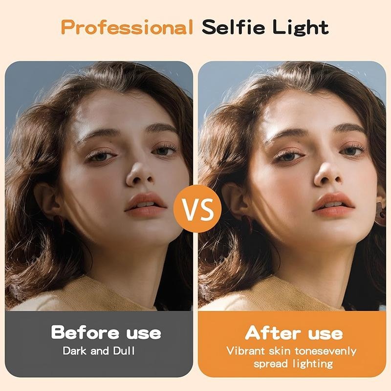 Rechargeable Handheld Beauty Fill Light, Expandable bracket,Selfie Tripod,Adjustable Extendable Foldable Phone Holder, for Streaming, Live Recording, Video Photography, Light Size: 11.61x8.58inc