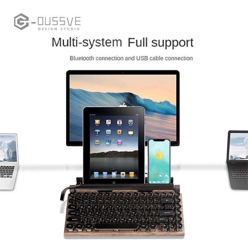 G-OUSSVE｜Mechanical Keyboard Retro Typewriter Steampunk Wireless Bluetooth Dual-mode Mechanical Keyboard Computer Tablet IPad Mobile Phone Green Shaft