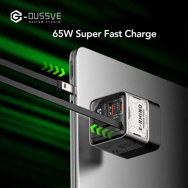 G-OUSSVE｜65W Charger Block with Retractable Type C Cable and Dual Port Travel Charger Fast  Charging for MacBook,iPhone 15/16,Galaxy Smartphone Portable