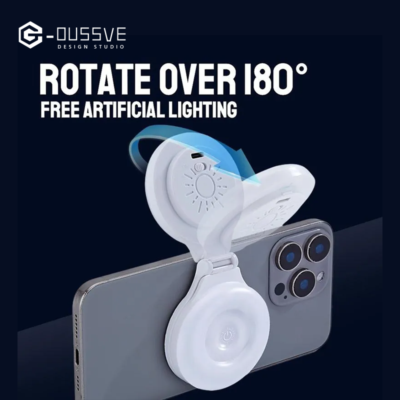 G-OUSSVE | Magnetic Selfie Ring Light, Rechargeable LED Fill Light for iPhone&Camera, Smartphone Camera Handle, Video Photo Shooting Acccessory Compatible with Magsafe Phone Light Clip