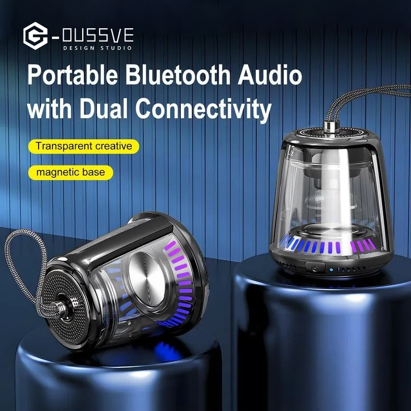 G-OUSSVE | Portable Wireless Speaker, USB Rechargeable Bluetooth-compatible Speaker with RGB Dimmable Light, Outdoor Waterproof Speaker for Home Party Outdoor Beach