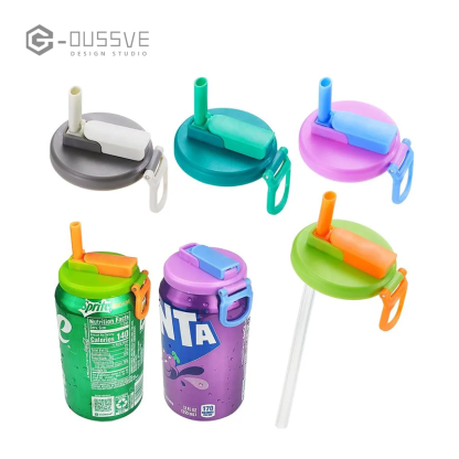 G-OUSSVE | Soda Can Lids with Straw, Silicone Straws Soda ​ Can Covers, Straw Soda Can Lid, BPA-Free, Reusable for can covers for soda, Beverage, Juice,Seltzer