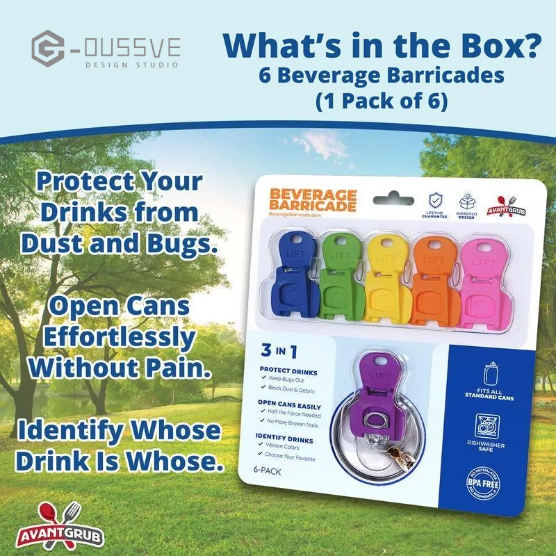G-OUSSVE｜Colorful Can Opener Set Grub Beverage Barricade - Drink Protector, Shields Soda/Beer from Bugs & Dust, Ideal for Parties, BBQ, Beach Kitchen Utensils (Color Random)